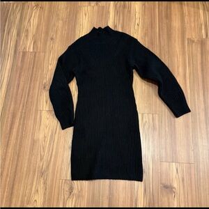HM MAMA Rib-Knit Mock Turtleneck Maternity Dress Black Long Sleeve Sweater Tunic